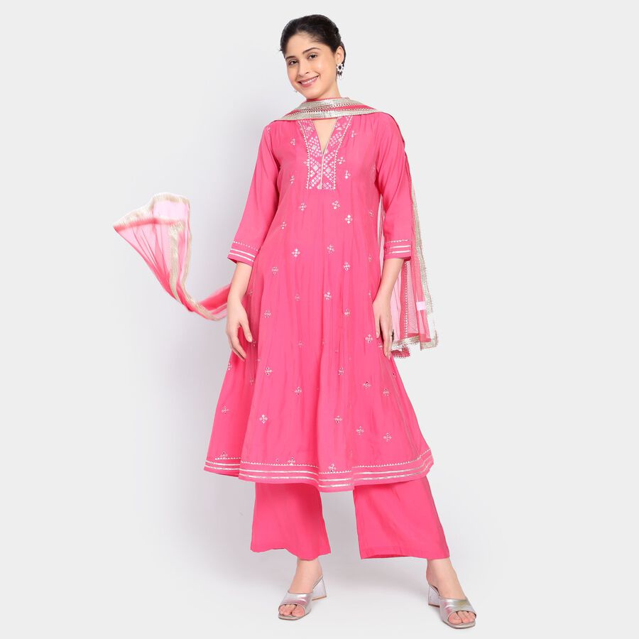 Ladies' Kurta Pyjama Set with Dupatta, रानी (फ्यूशिया), large image number null