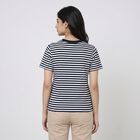 Women's Navy Blue Round Neck Regular T-Shirt, नेवी ब्लू, small