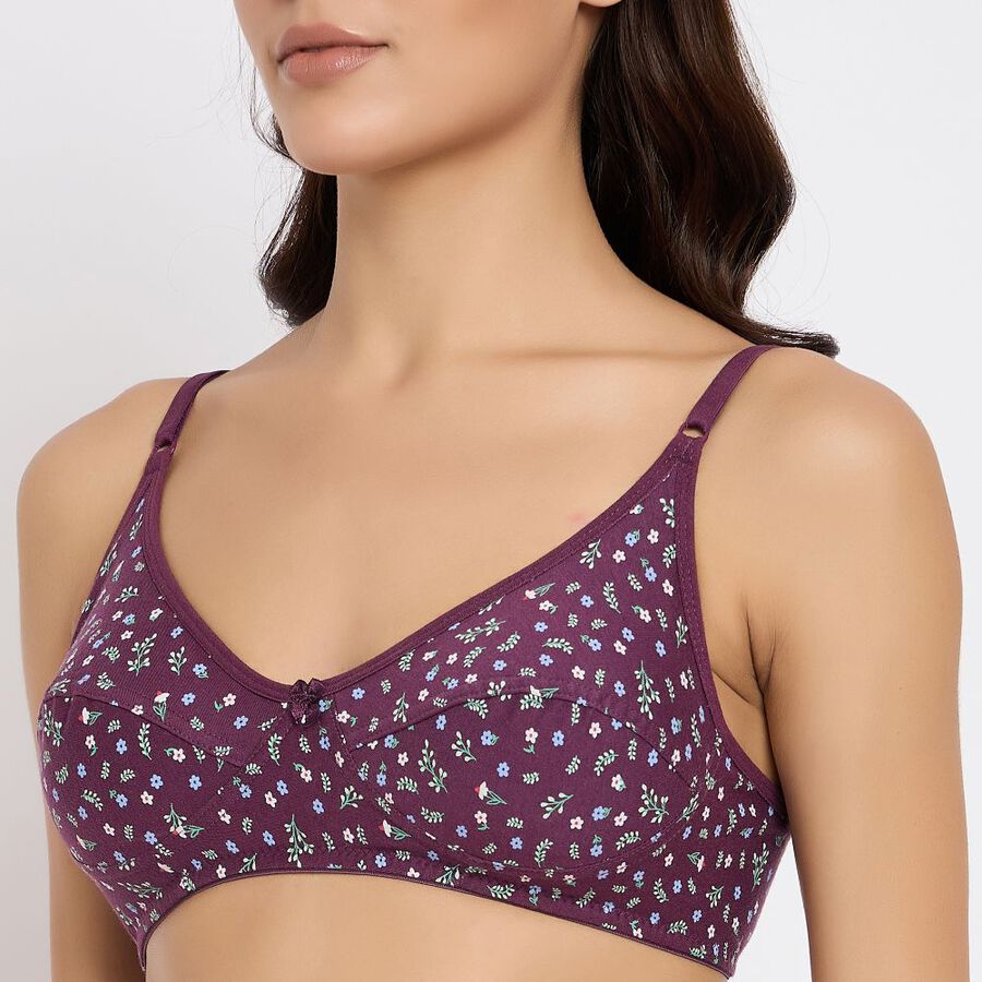 Ladies' 100% Cotton Non-Padded Bra, वाइन, large image number null