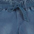 Girls' Light Blue Cargo Fit Tie-Up Waist Jeans, Light Blue, small