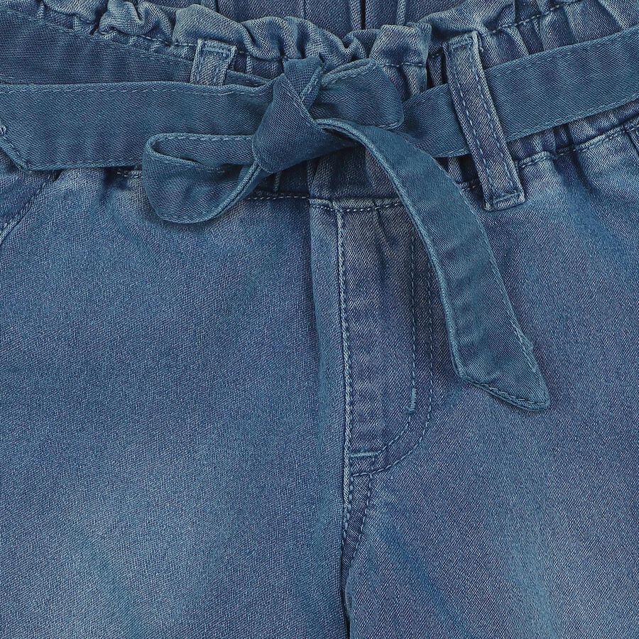Girls' Light Blue Cargo Fit Tie-Up Waist Jeans, Light Blue, large