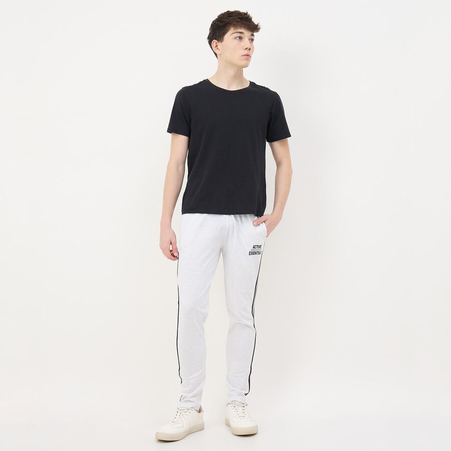 Men's Light Grey Regular Fit Track Pants, मिश्रित हल्का ग्रे, large