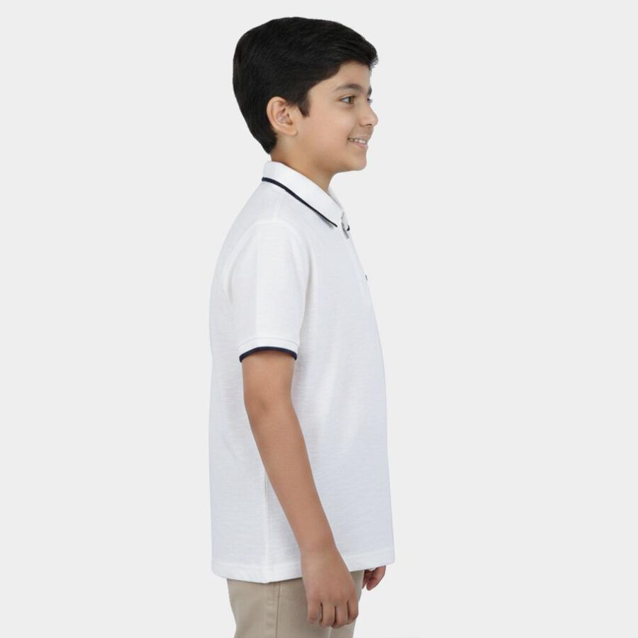 Boys White Polo Neck Polo Boys T-Shirt, Off White, large