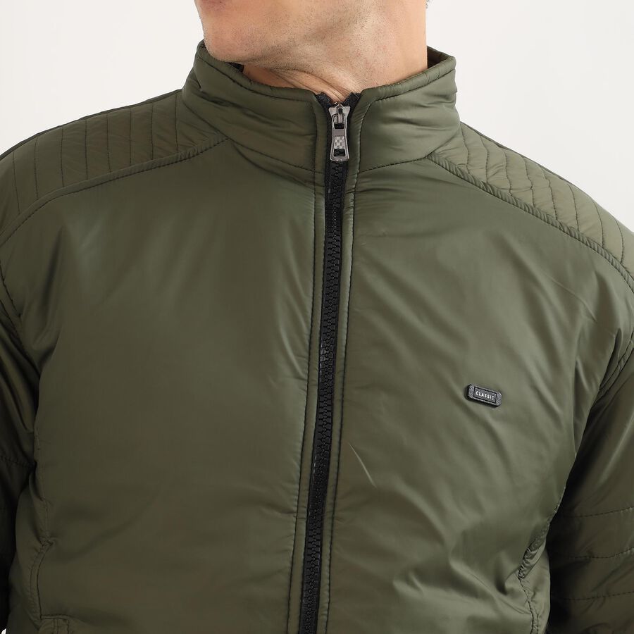 Men's Muted Olive High Neck Casual Jacket, Olive, large image number null