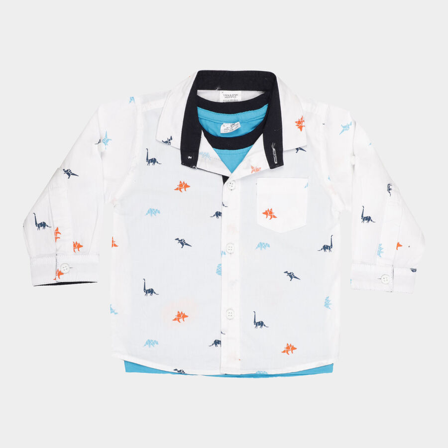 Infants Cotton Solid Casual Shirt, White, large image number null