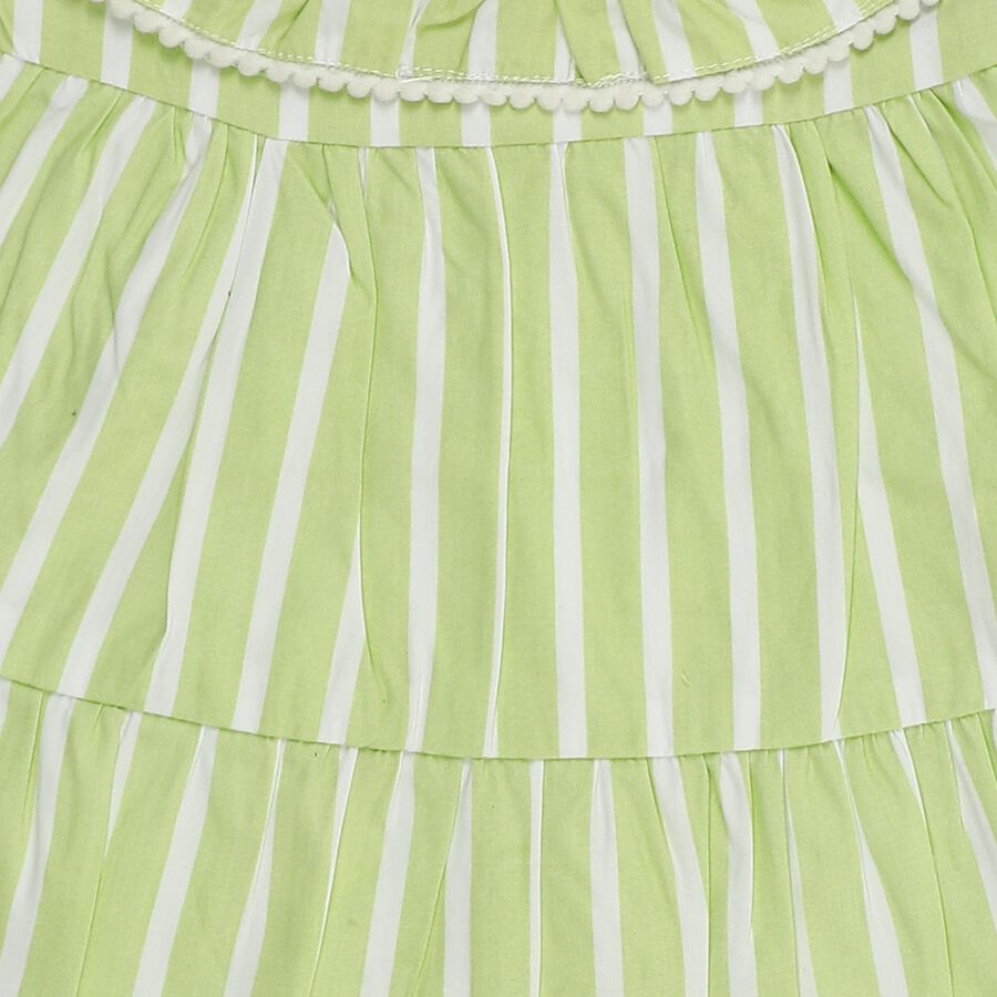 Infants' Light Mint Green Striped Tiered Sleeveless Frock, हल्का हरा, large image number null