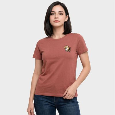 Women's Pink Round Neck Regular T-Shirt