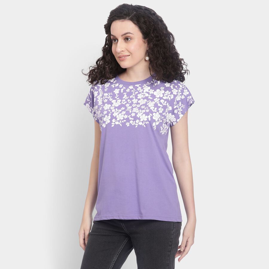 Ladies' Round Neck T-Shirt , Purple, large image number null