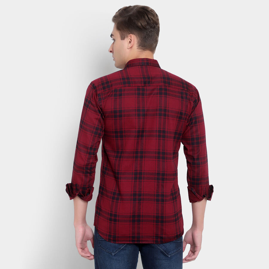 Checks Cotton Casual Shirt, Maroon, large image number null