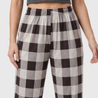 Women's Brown Relaxed Fit Checked Harem Pants, भूरा, small