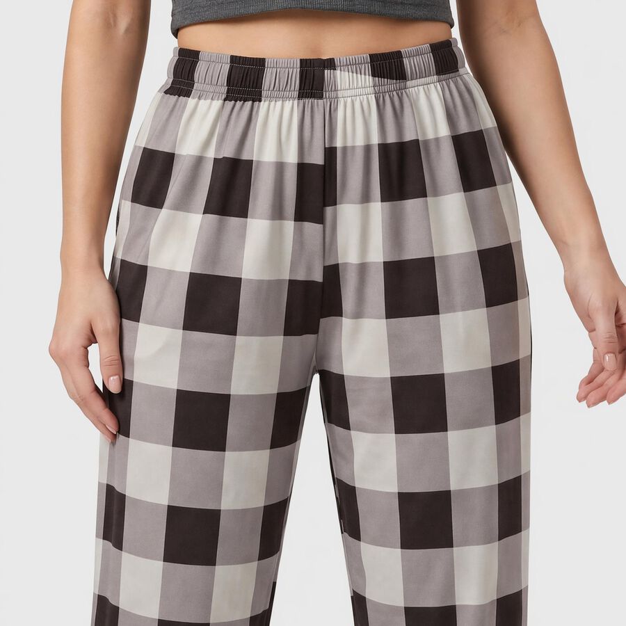 Women's Brown Relaxed Fit Checked Harem Pants, भूरा, large