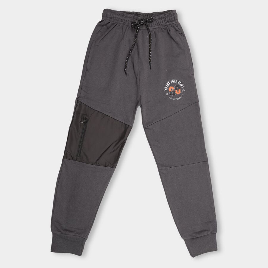 Boys' Charcoal Grey Jogger Pyjama With Adventure Print, Dark Grey, large image number null