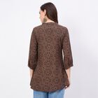 Women's Brown Notch Neck Printed Straight Kurti, भूरा, small