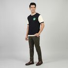 Men's Navy Blue Round Neck Casual T-Shirt, Navy Blue, small