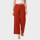 Women's Rust Relaxed Fit Elastic Waist Wide-Leg Trousers, Rust, small