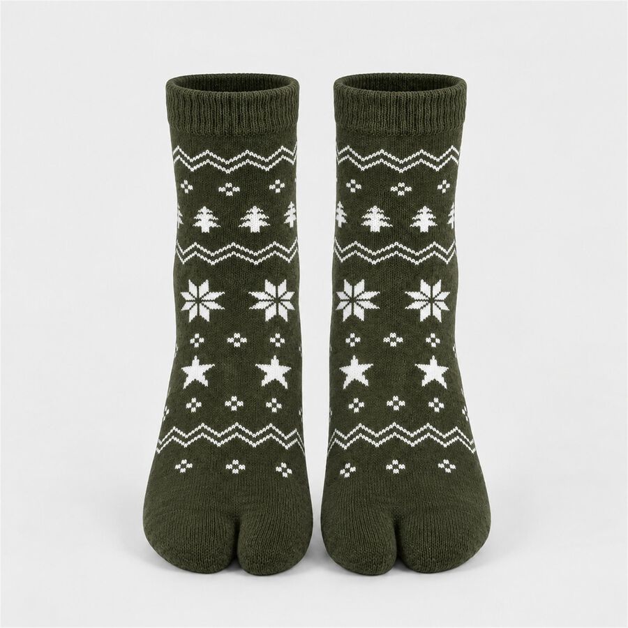 Women's Olive Green Regular Fit Printed Pack of 1 Socks, Dark Green, large