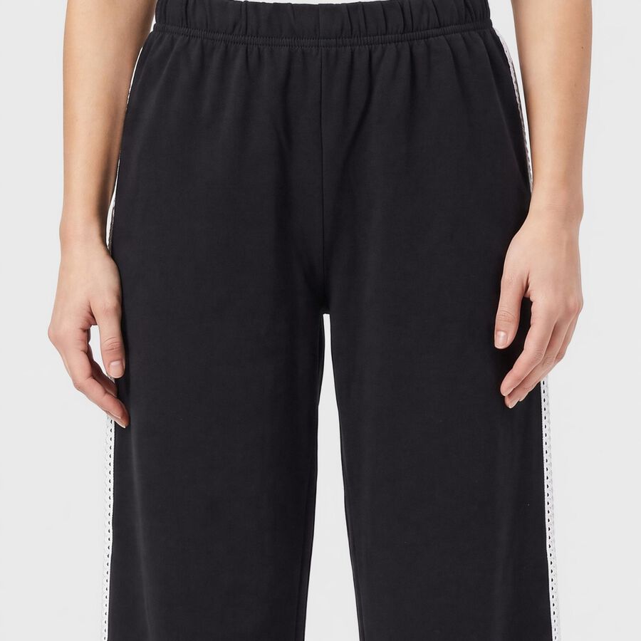 Women's Navy Blue Wide Leg Side-Striped Track Pants, नेवी ब्लू, large