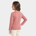 Girls Pink Round Neck Regular Top, गुलाबी, small