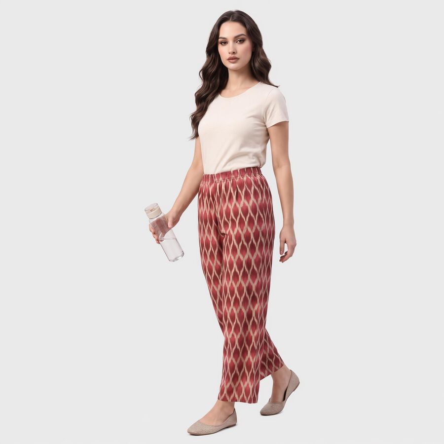 Women's Wine Regular Fit Printed Palazzos, Wine, large