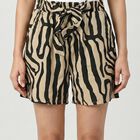 Women's Beige Regular Fit Printed Shorts, Beige, small