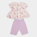 Infants' White Cotton Floral Top and Capri Set, Lilac, small image number null