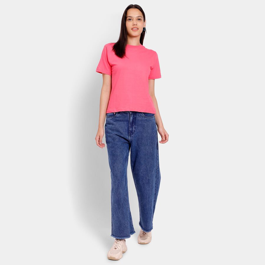 Ladies' 100% Cotton Round Neck T-Shirt, मूँगा (कोरल), large image number null