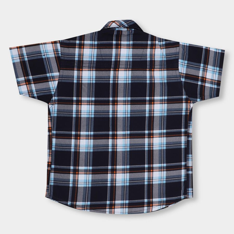 Boys' 100% Cotton Casual Shirt, Navy Blue, large image number null