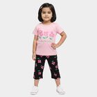 Girls Lilac Round Neck Casual Top And Capri Set, लाइलेक, small
