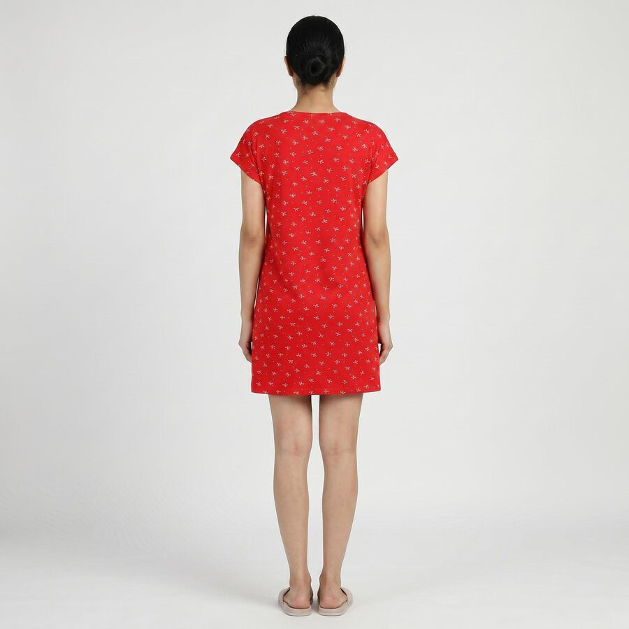 Women's Red Minimalist Nighty, लाल, large
