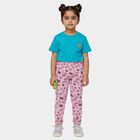 Girls Pink Printed Cotton Blend Pyjama, Light Pink, small
