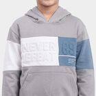 Boys Grey Hoodie Neck Graphic Sweatshirt, हल्का ग्रे, small