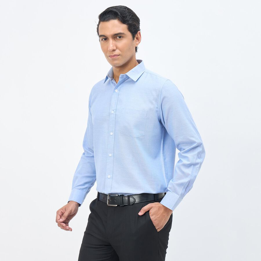 Men's Light Blue Spread Collar Formal Shirt, हल्का नीला, large