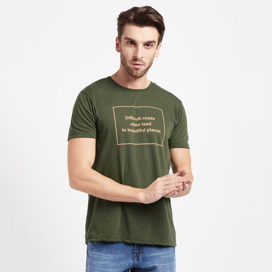 Round Neck T-Shirt, Olive, large image number null