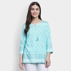 3/4th Sleeves Straight Kurti, Aqua, small image number null