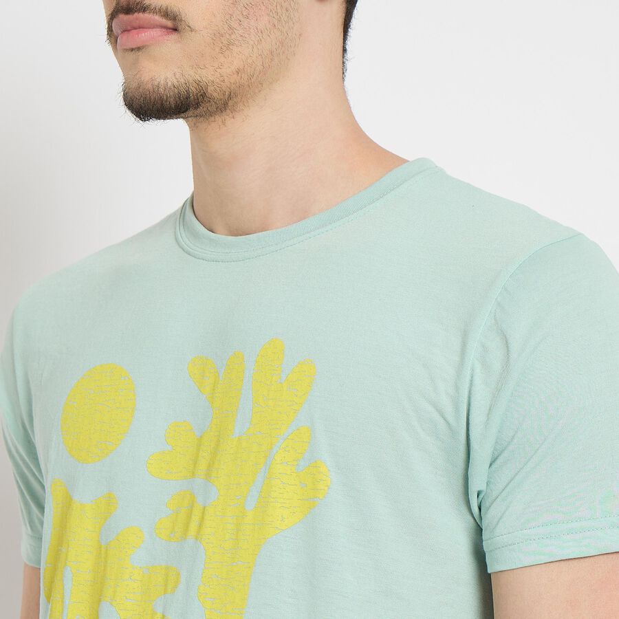 Men's Round Neck Half Sleeves T-Shirt , Aqua, large image number null