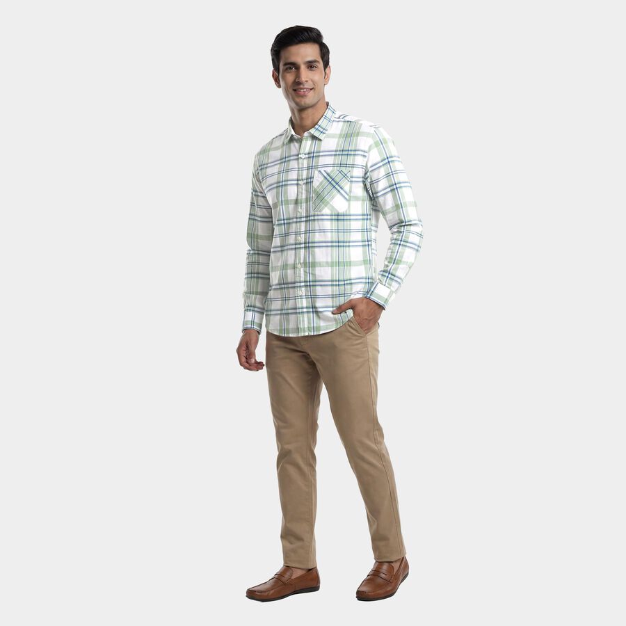 Men's Mint Green Cotton Classic Collar Casual Shirt, Light Green, large