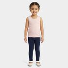 Girls Pink Cotton Round Neck Sleeveless Vest, Pink, small