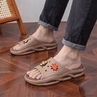 Boys Brown Slip-On Slide Sandals, Brown, small