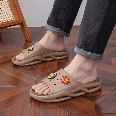 Boys Brown Slip-On Slide Sandals