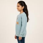 Girls Light Powder Blue Crew Neck Casual Pullover, Light Blue, small image number null