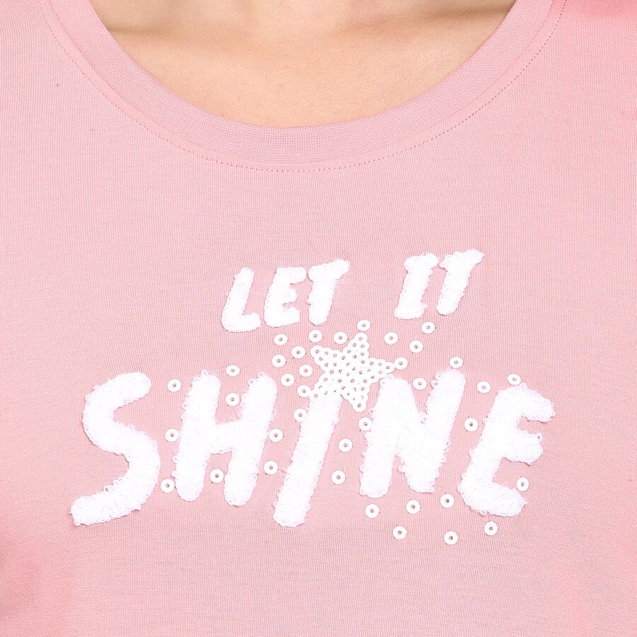 Ladies' Round Neck T-Shirt, Light Pink, large