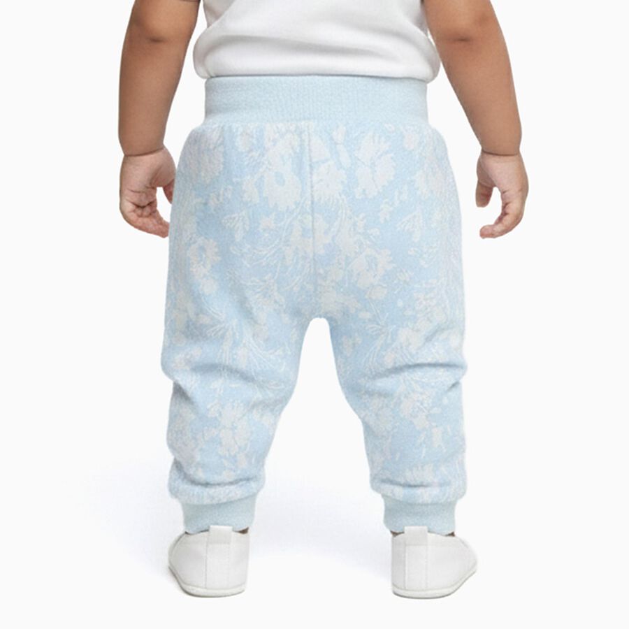 Infants Light Blue Floral Printed Cotton Pyjama, हल्का नीला, large image number null