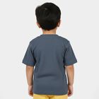 Boys Navy Blue Cotton Crew Neck Casual T-Shirt, Mid Blue, small