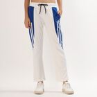 Women's Bright White and Royal Blue Straight Fit Striped Track Pants, सफ़ेद, small image number null