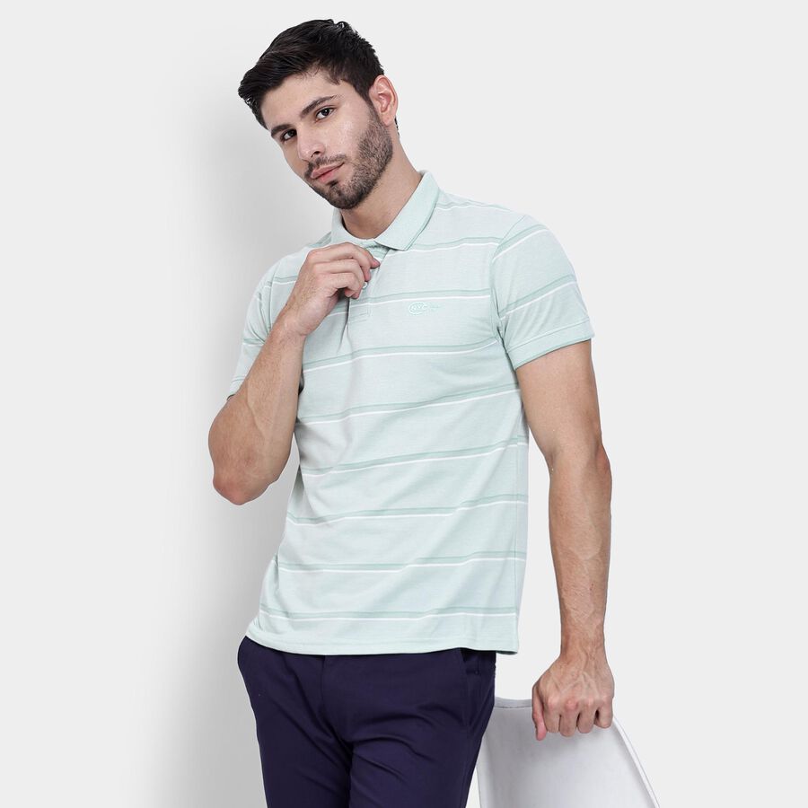 Men's Collared Half Sleeves T-Shirt , हल्का हरा, large image number null