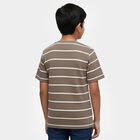 Boys Beige Crew Neck Streetwear T-Shirt, गहरा पीला, small