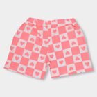 Girls' Coral Pink Printed Elastic Waist Shorts, Pink, small image number null
