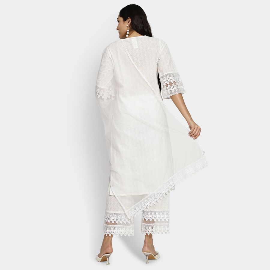 Ladies' 100% Cotton Ethnic Set, Off White, large image number null