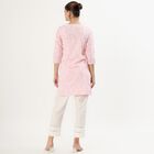 Women's Soft Pastel Pink Round Neck Floral Printed Kurta, गुलाबी, small image number null