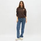 Women's Dark Chocolate Brown Crew Neck Casual Sweatshirt, Brown, small image number null